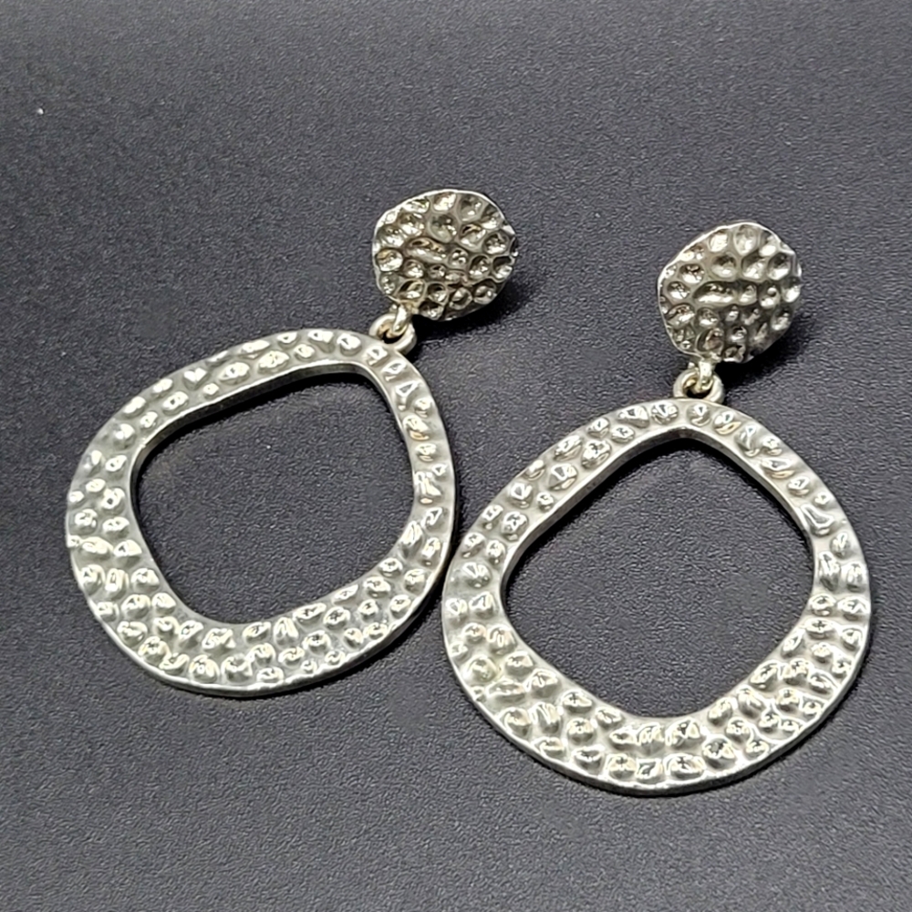 Silver Naomi drop oval Earrings by Dekoster